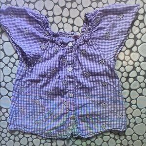 Purple Gingham Button-Up Blouse